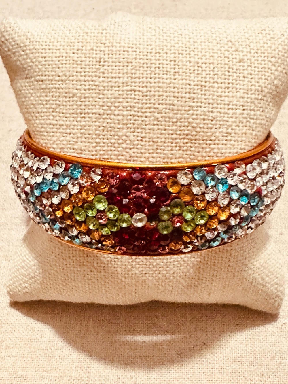 Vintage | Bracelet | Vintage Crystal-Embellished Pink Multicolor Bangle Bracelet